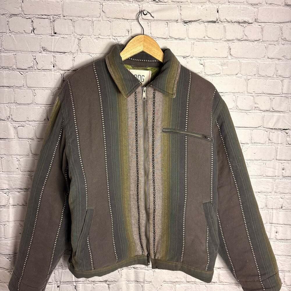 BDG Urban Outfitters Brushed Stripe Quilted Puffer Lined Work Jacket